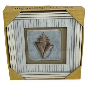 Wood Framed Shadow Box with Sea Shell NIP!
